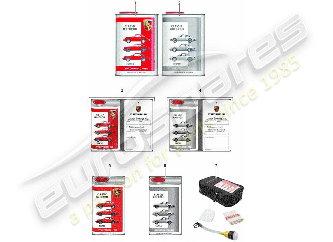 porsche 2014 (accessories) engine oil - porsche classic - 1950-1998 part diagram