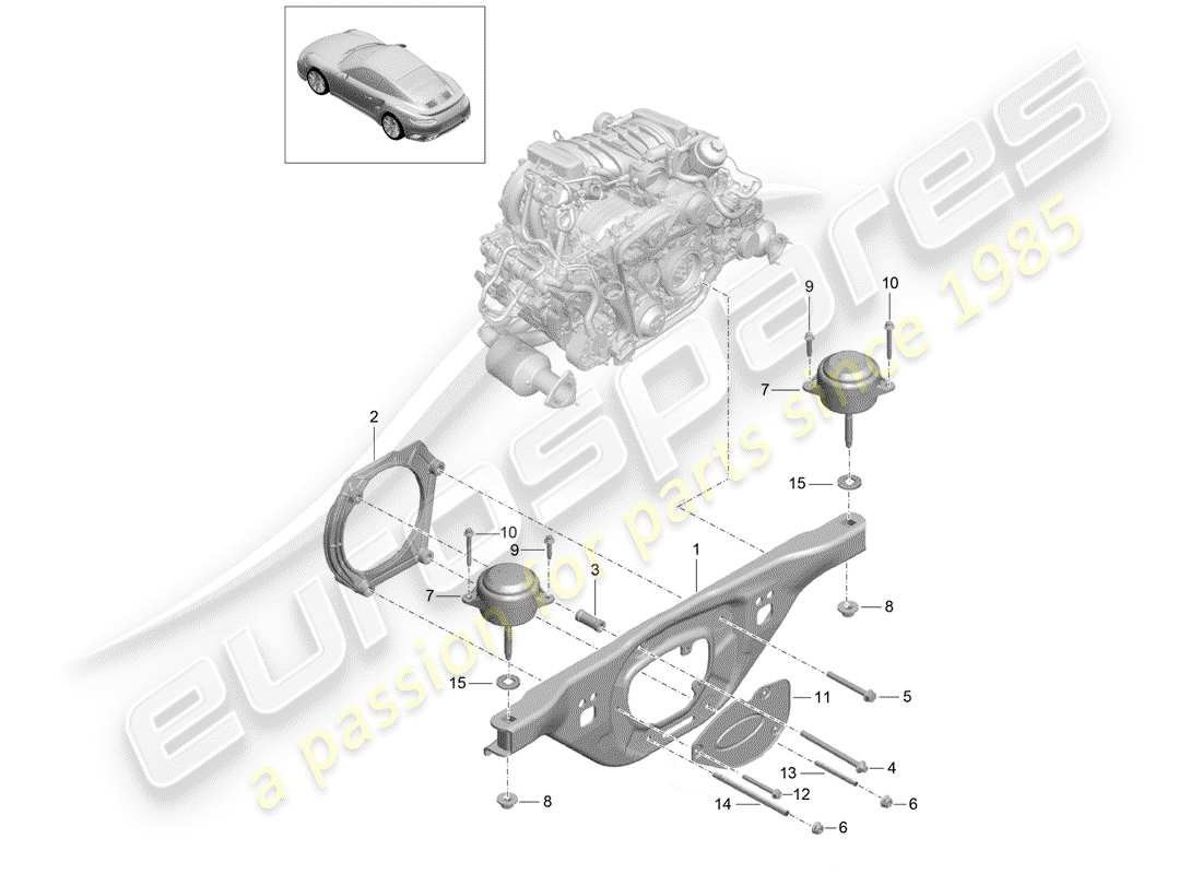 porsche 2014 (991-1 turbo) engine lifting tackle part diagram