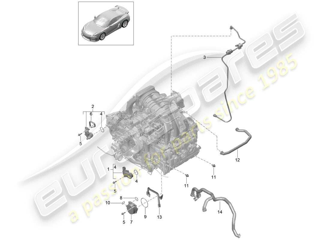 porsche cayman gt4 (2016) crankcase parts diagram