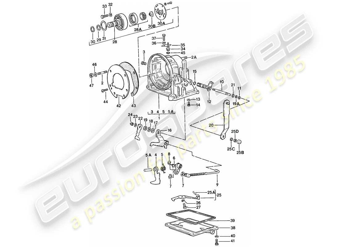 porsche 924s (1986) transmission case - automatic transmission part diagram