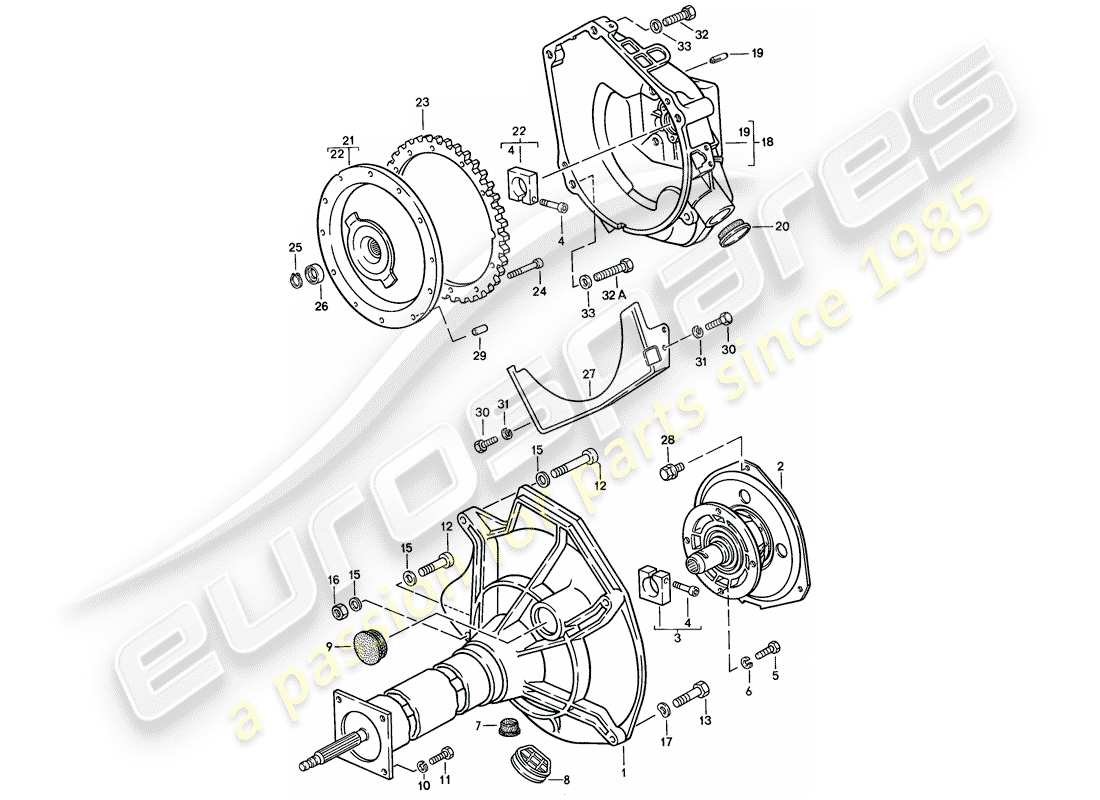 porsche 1988 (924s) central tube - automatic transmission part diagram