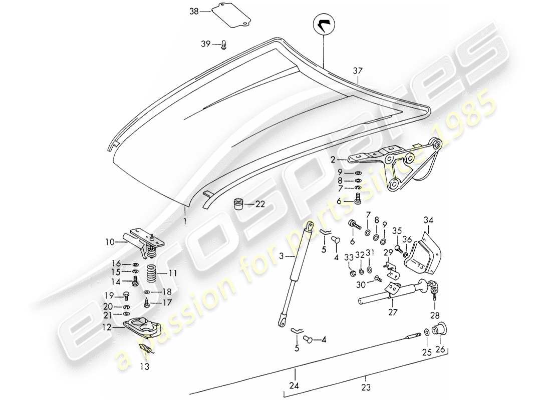 porsche 1973 (911) cover parts diagram