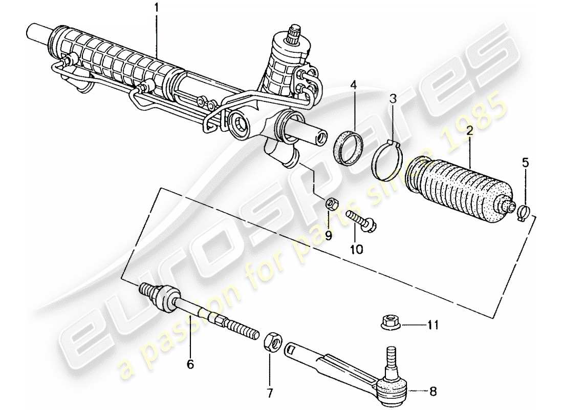 porsche 2003 (996 gt3) power steering - steering gear - steering parts part diagram