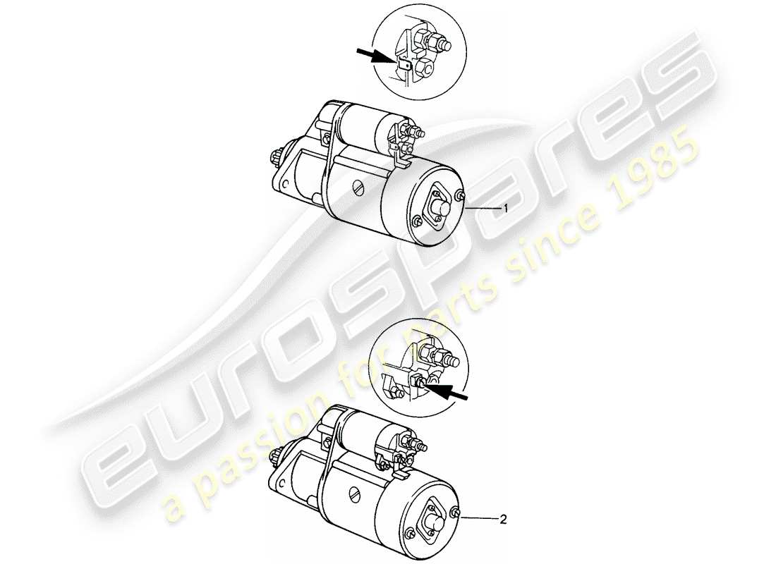 porsche 2008 (refurbished and exchange catalogue) starter part diagram