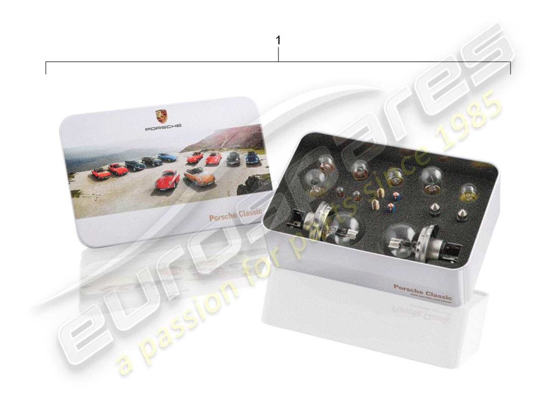 porsche 2012 (accessories) box with bulbs - porsche classic - with: - bulb - and - fuse part diagram