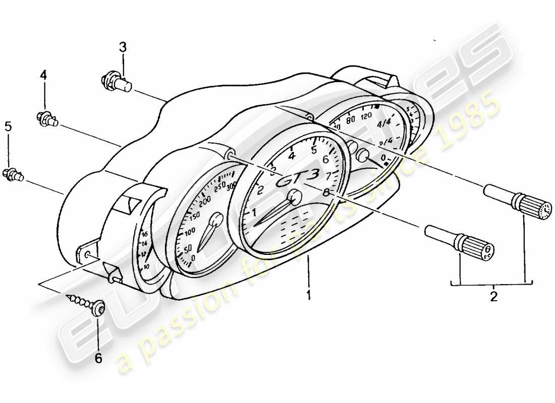 porsche 2005 (996 gt3) instruments - complete part diagram
