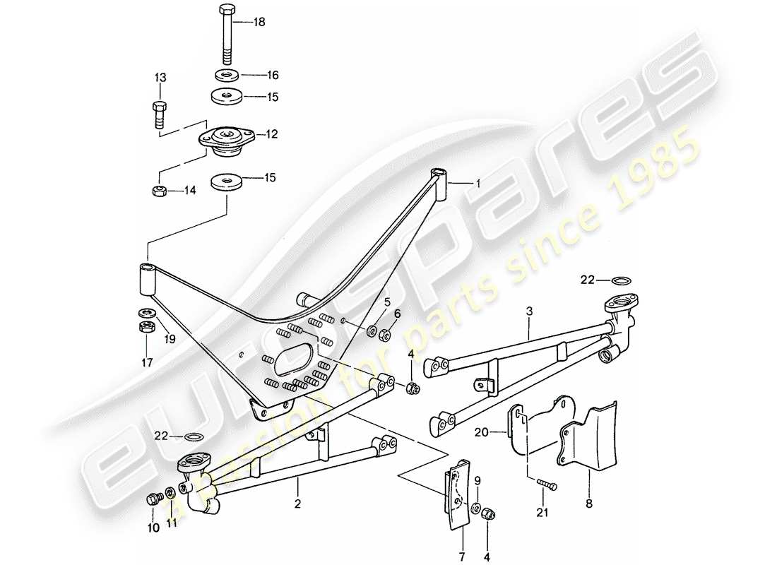porsche 1988 (959) engine suspension - bracket - exhaust gas turbocharger part diagram