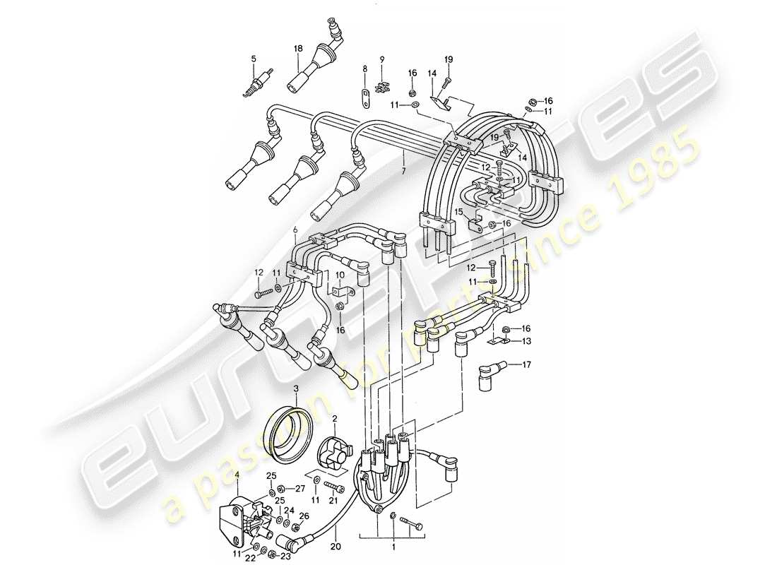 porsche 1988 (959) engine electrics 1 parts diagram