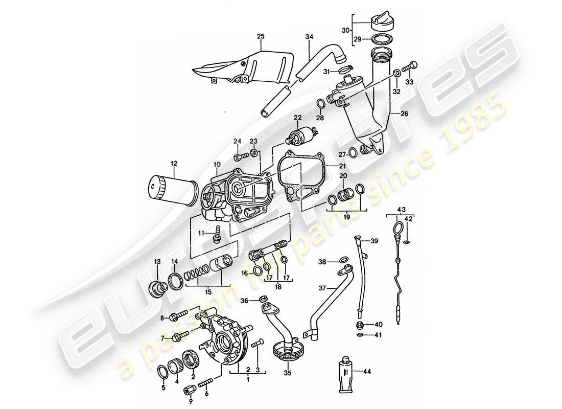 porsche 1995 (968) engine lubrication parts diagram