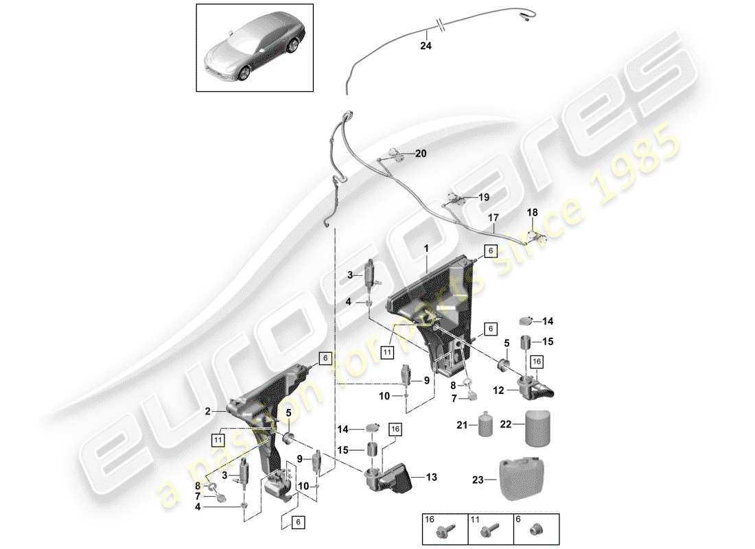 porsche 2020 (panamera 971-1) windshield washer unit part diagram
