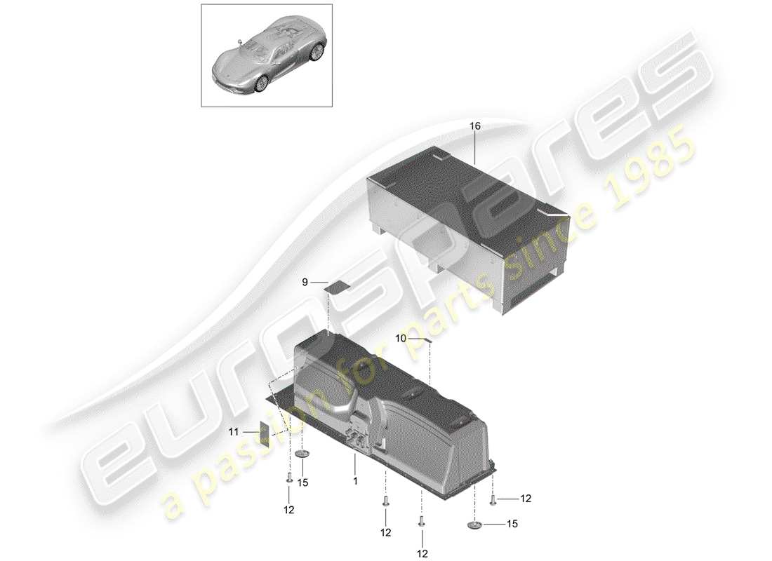 porsche 918 spyder (2015) battery parts diagram