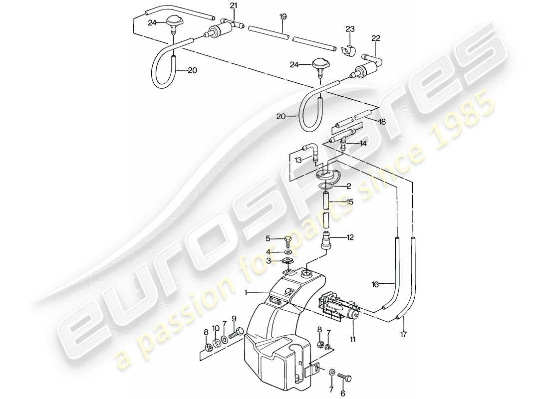 porsche 1984 (944) windshield washer unit parts diagram