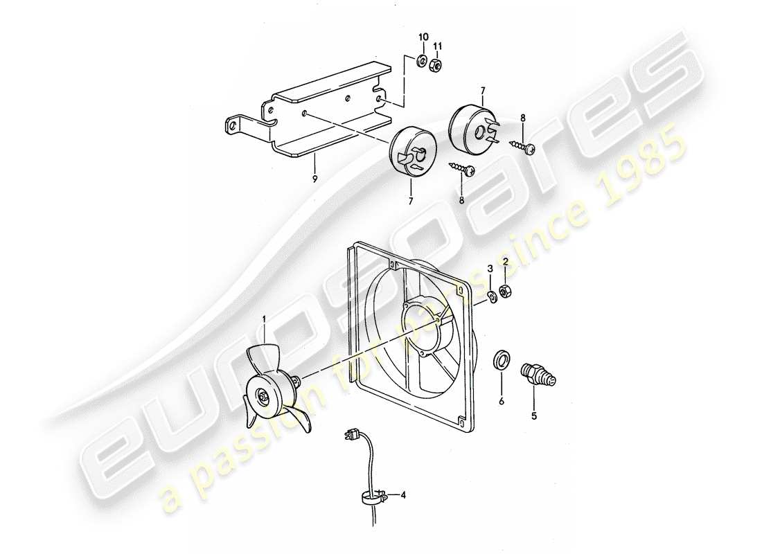 porsche 1993 (968) electric fan part diagram