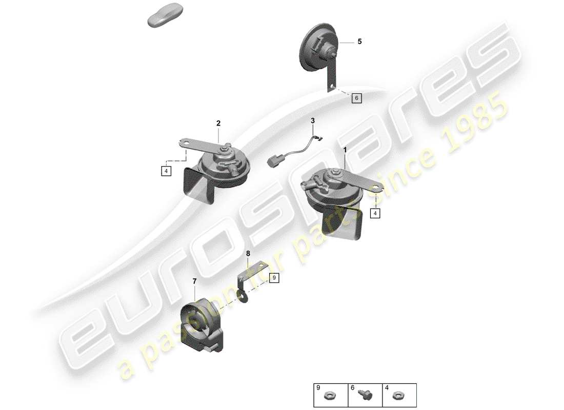 porsche 2020 (718 boxster spyder) fanfare horn parts diagram