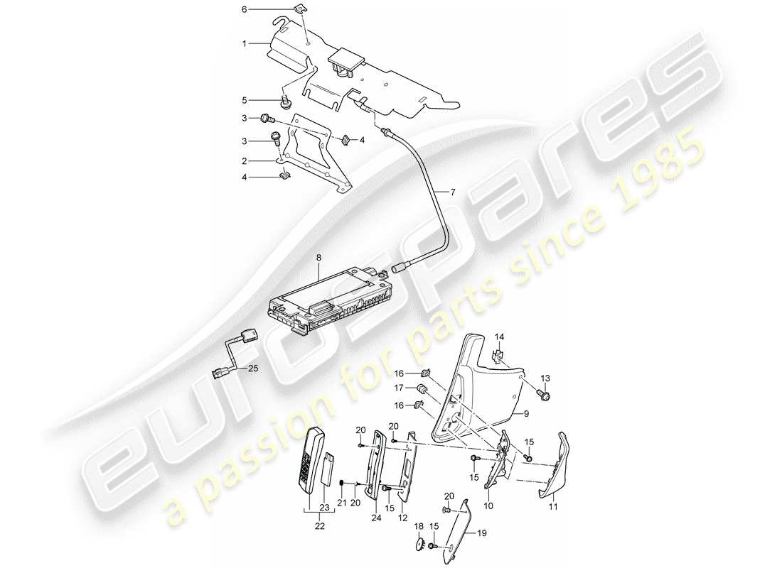 porsche 2008 (997-1 gt3) telephone part diagram
