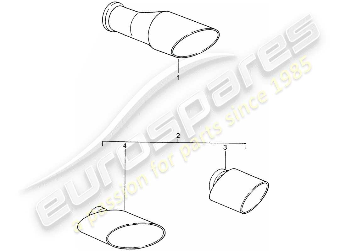 porsche 2010 (tequipment) tailpipe part diagram