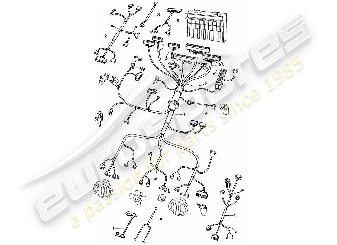 porsche 924 (1976) wiring harnesses - engine bay part diagram