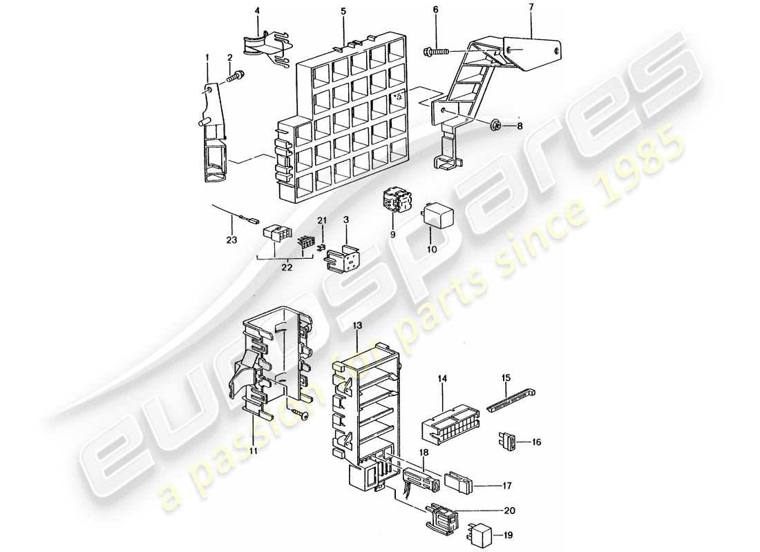 porsche 2002 (996 gt3) fuse box/relay plate - dashboard part diagram