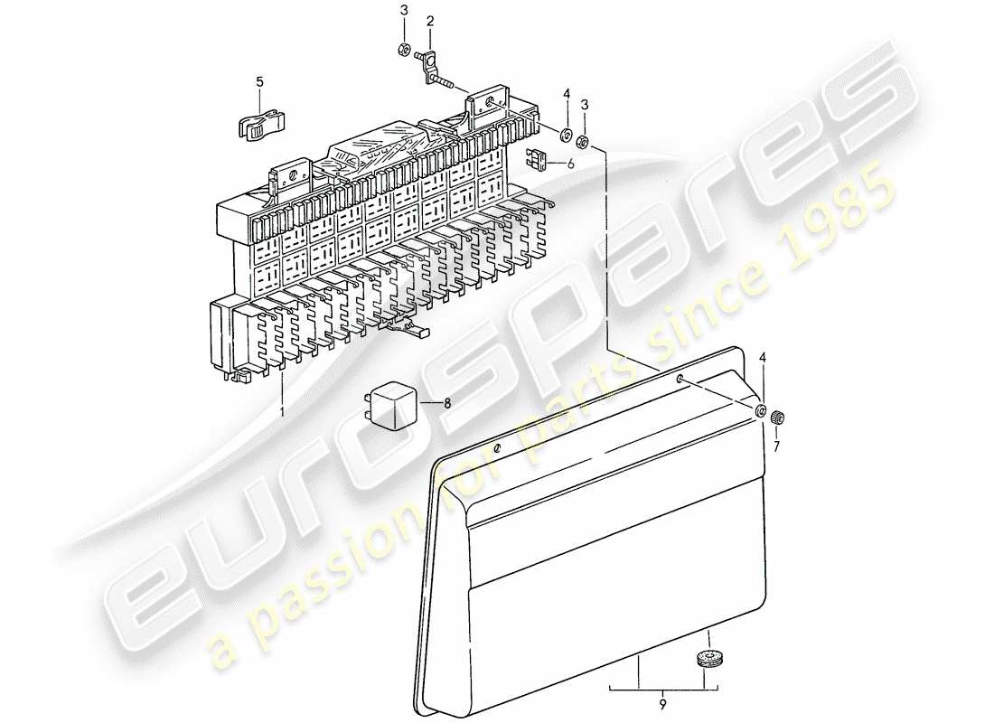 porsche 1988 (959) fuse box/relay plate - fuse - relay part diagram