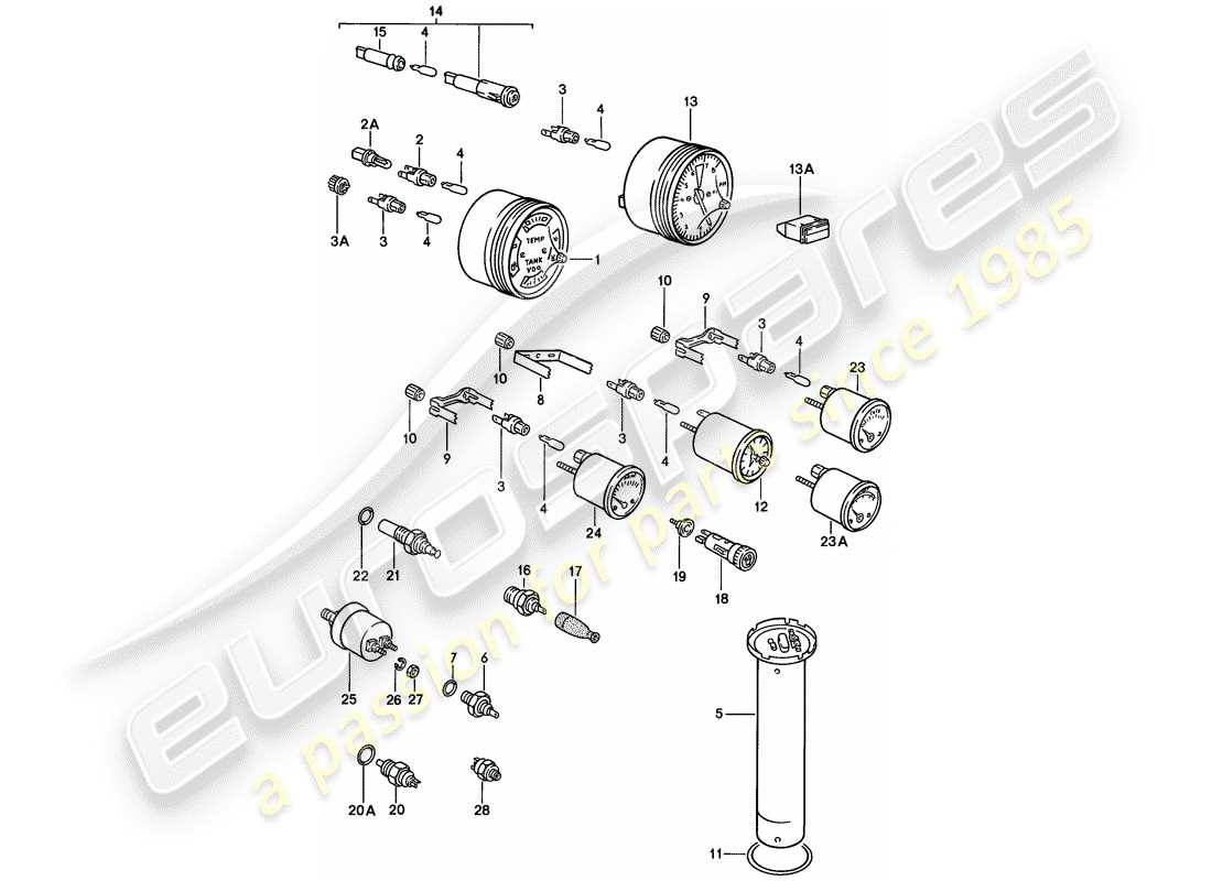 porsche 1978 (924) instruments part diagram
