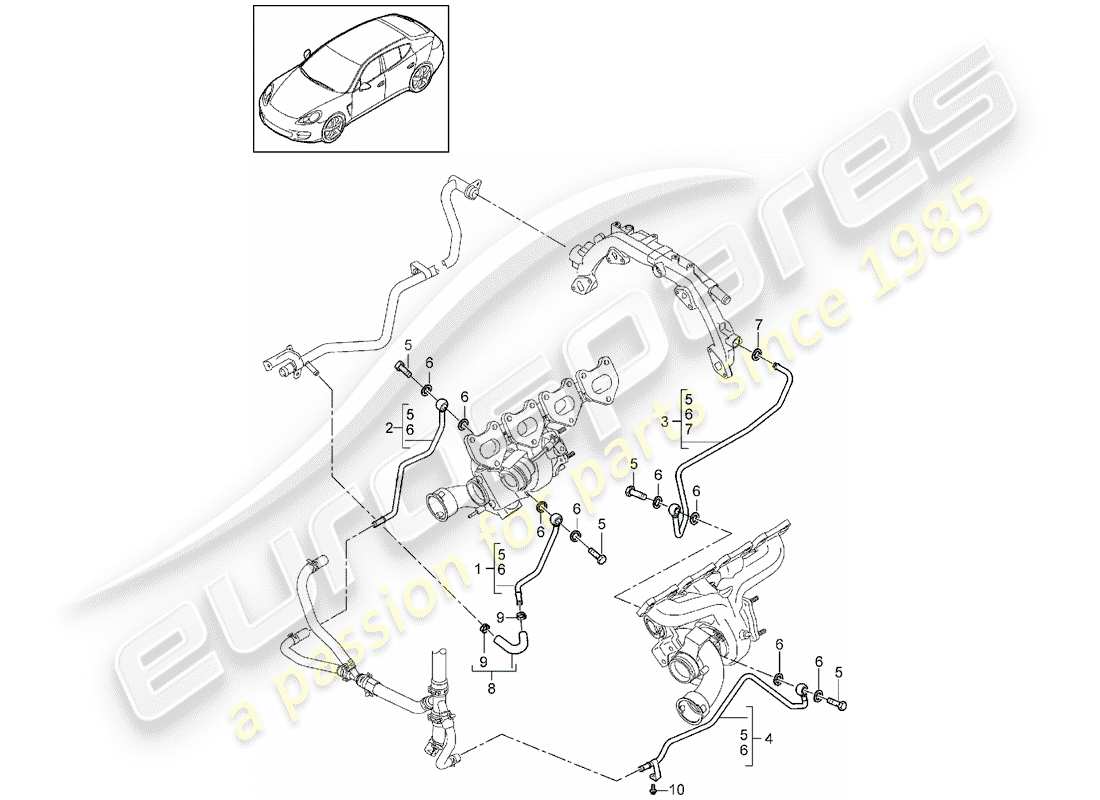 porsche 2013 (panamera 970) water tube part diagram