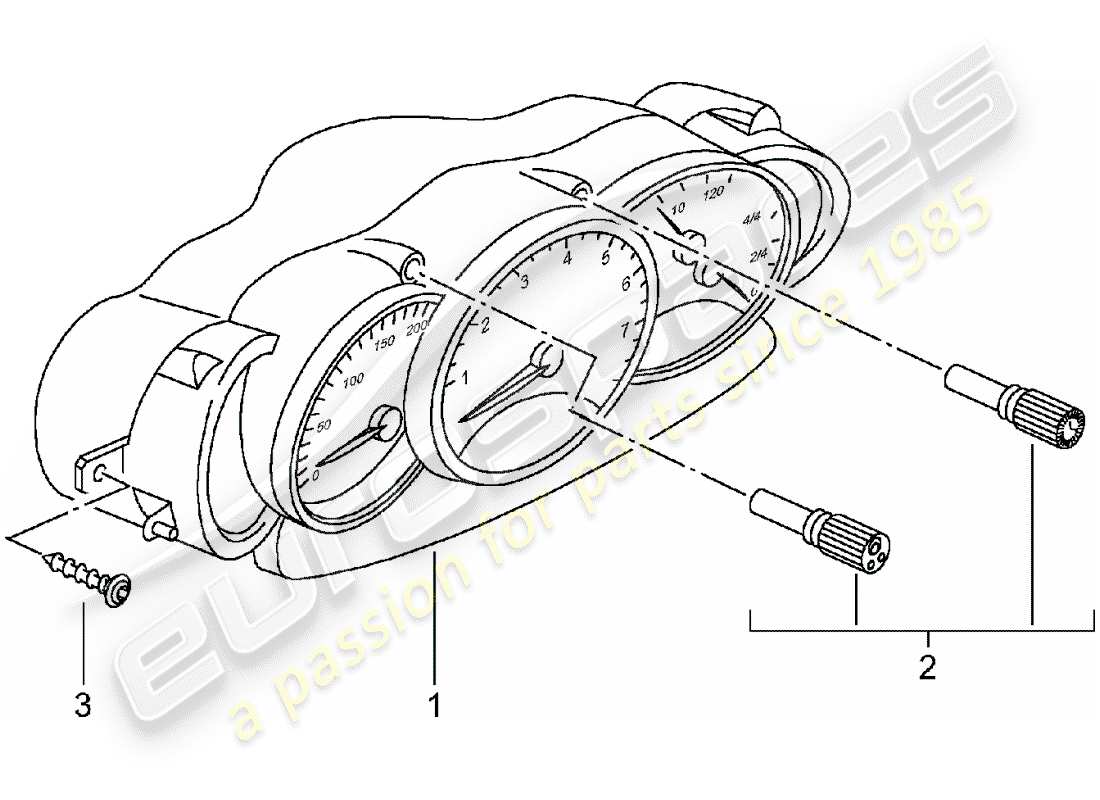 porsche 2001 (986 boxster) instrument cluster - complete - d - mj 2001>> part diagram