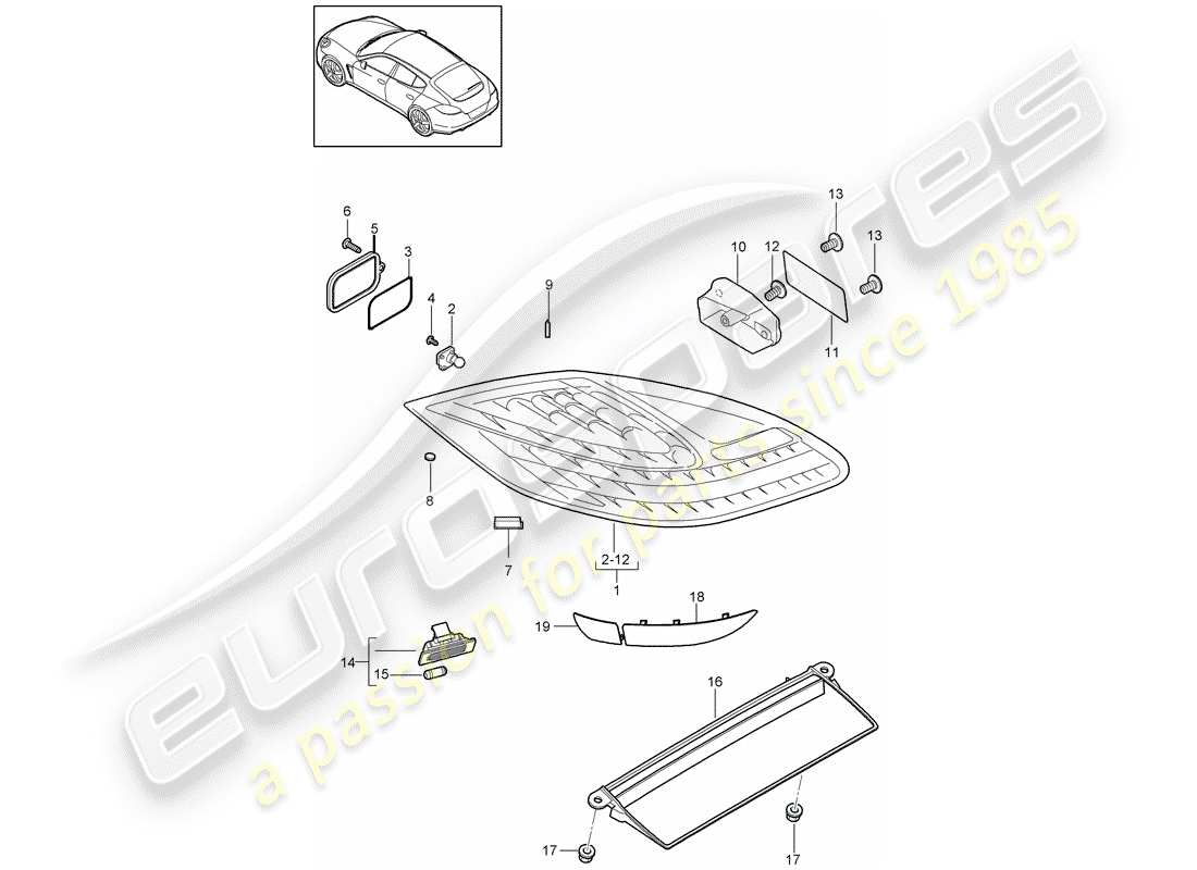 porsche 2013 (panamera 970) rear light part diagram