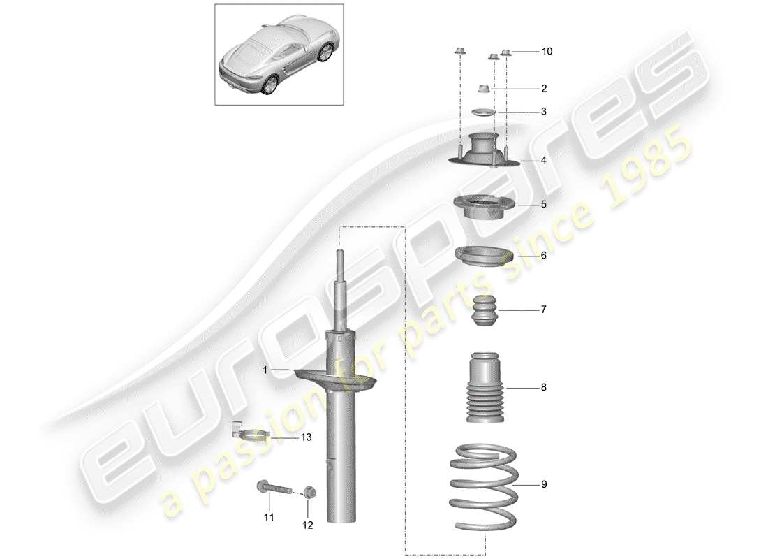 porsche 718 cayman (2018) shock absorber parts diagram