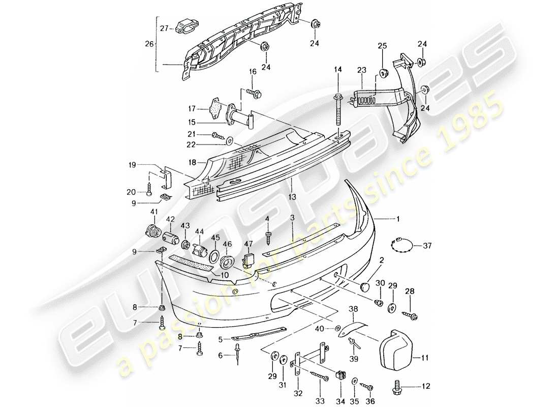porsche 2001 (986 boxster) bumper part diagram