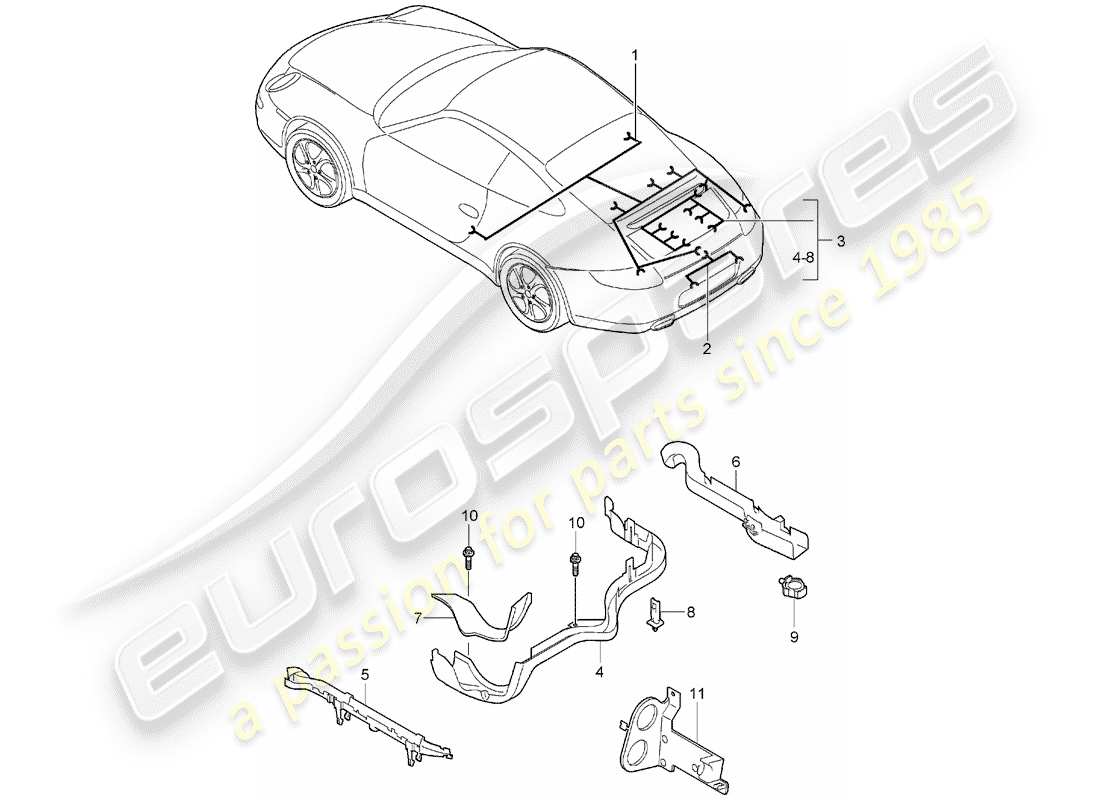 porsche 2007 (997-1) wiring harnesses part diagram