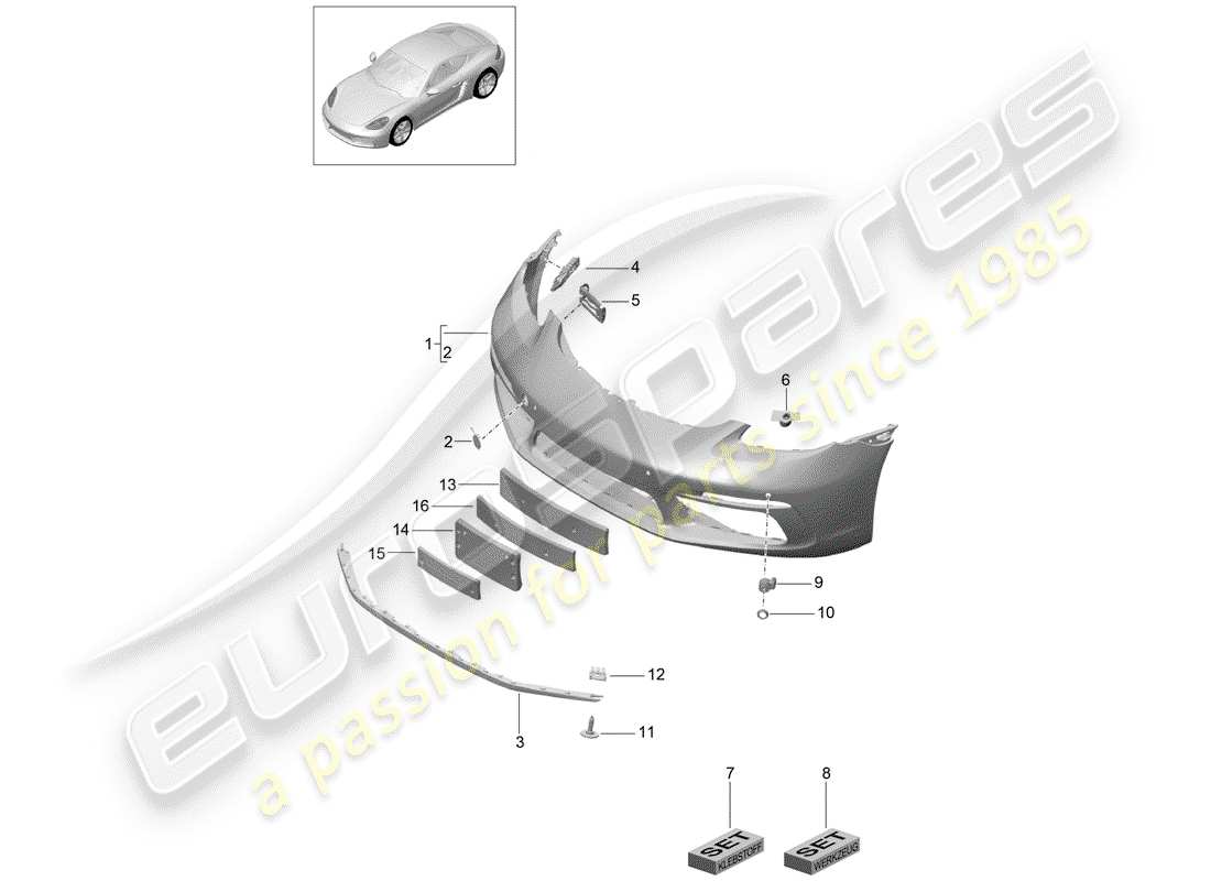 porsche 2019 (718 cayman) bumper part diagram