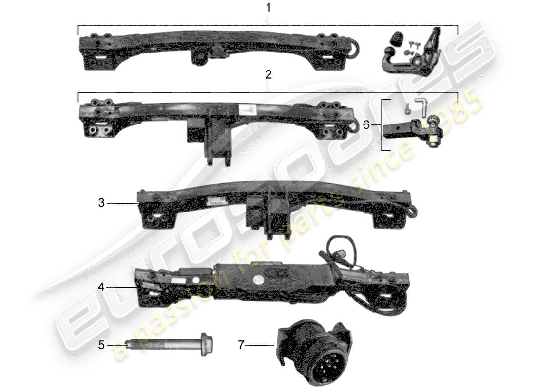 porsche 2015 (tequipment cayenne) tow hitch part diagram