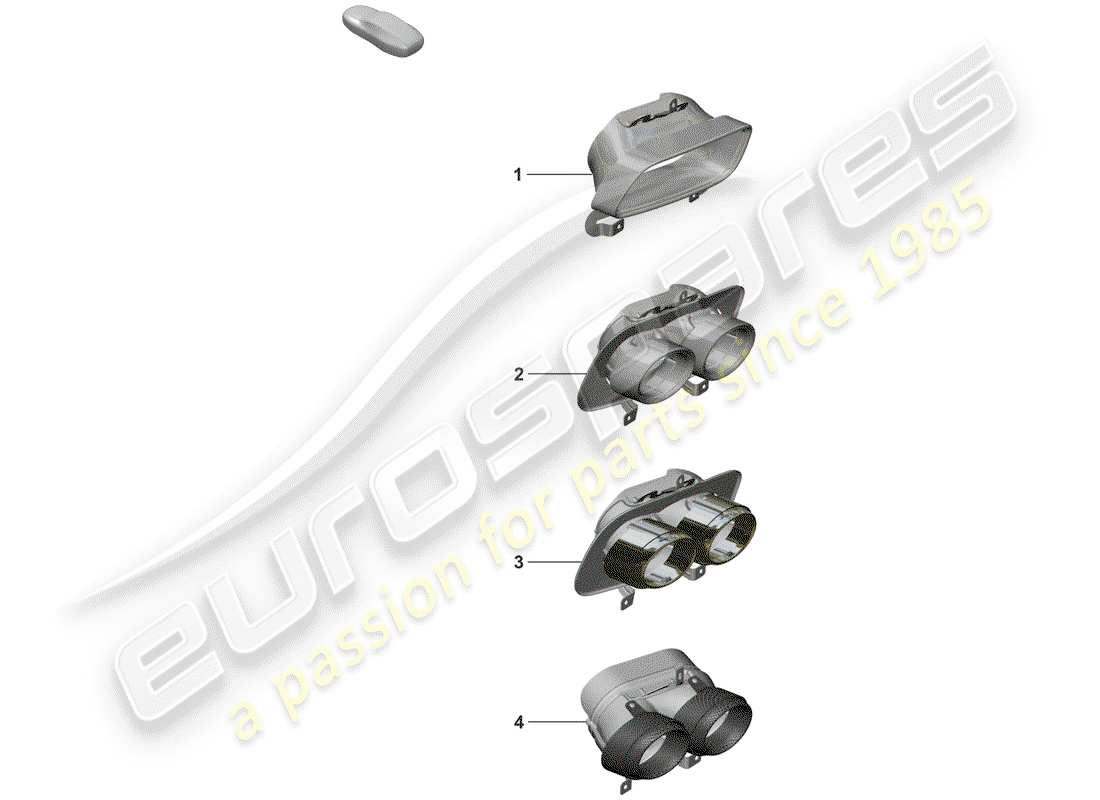 porsche 2020 (992-1) tail pipe parts diagram