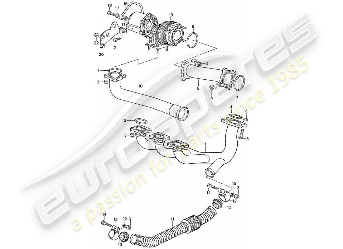 porsche 1988 (959) exhaust system parts diagram