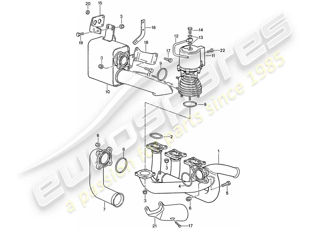 porsche 1988 (959) exhaust system parts diagram