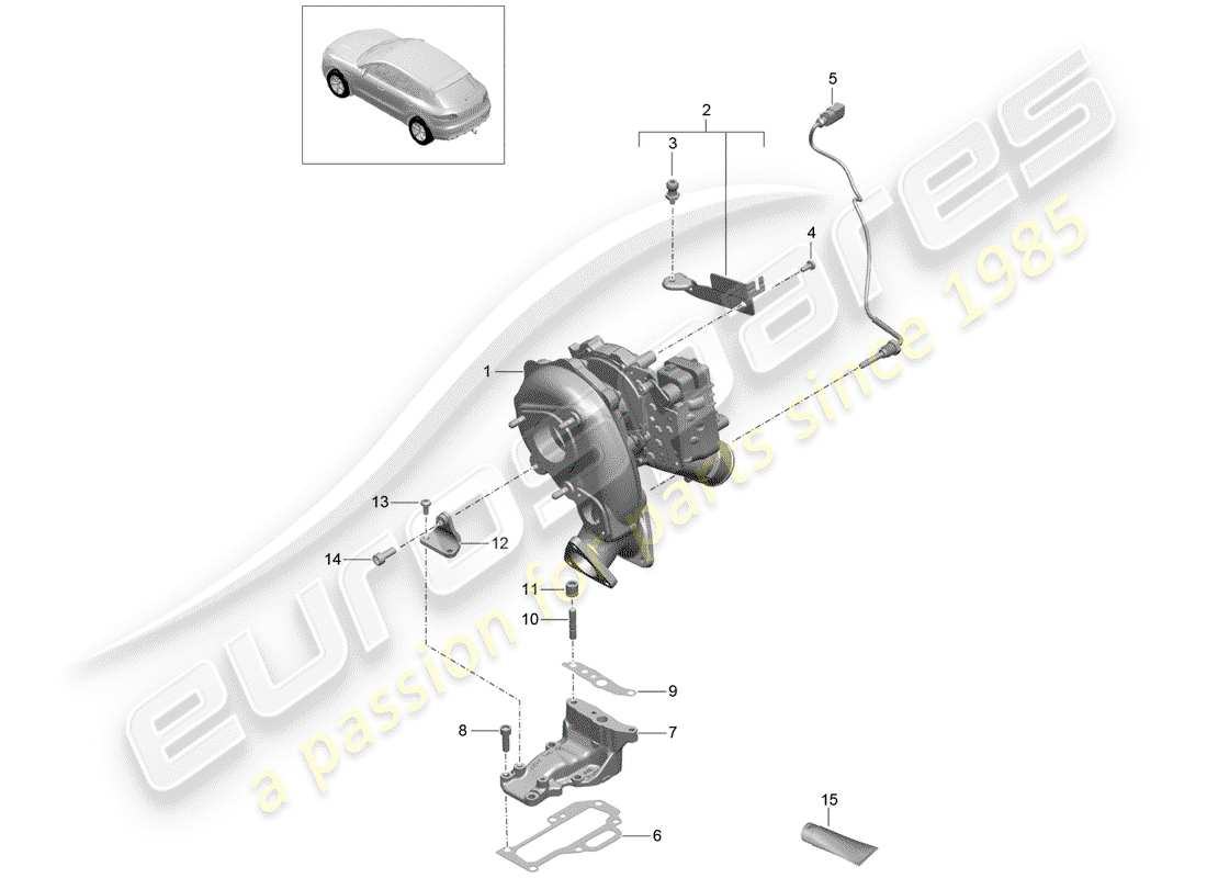 porsche 2017 (macan) exhaust gas turbocharger part diagram