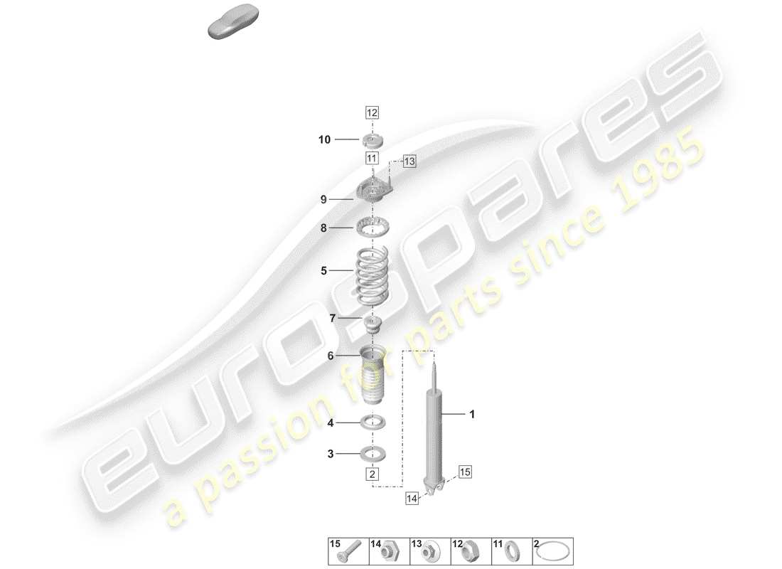 porsche 2020 (992-1) suspension strut complete parts diagram
