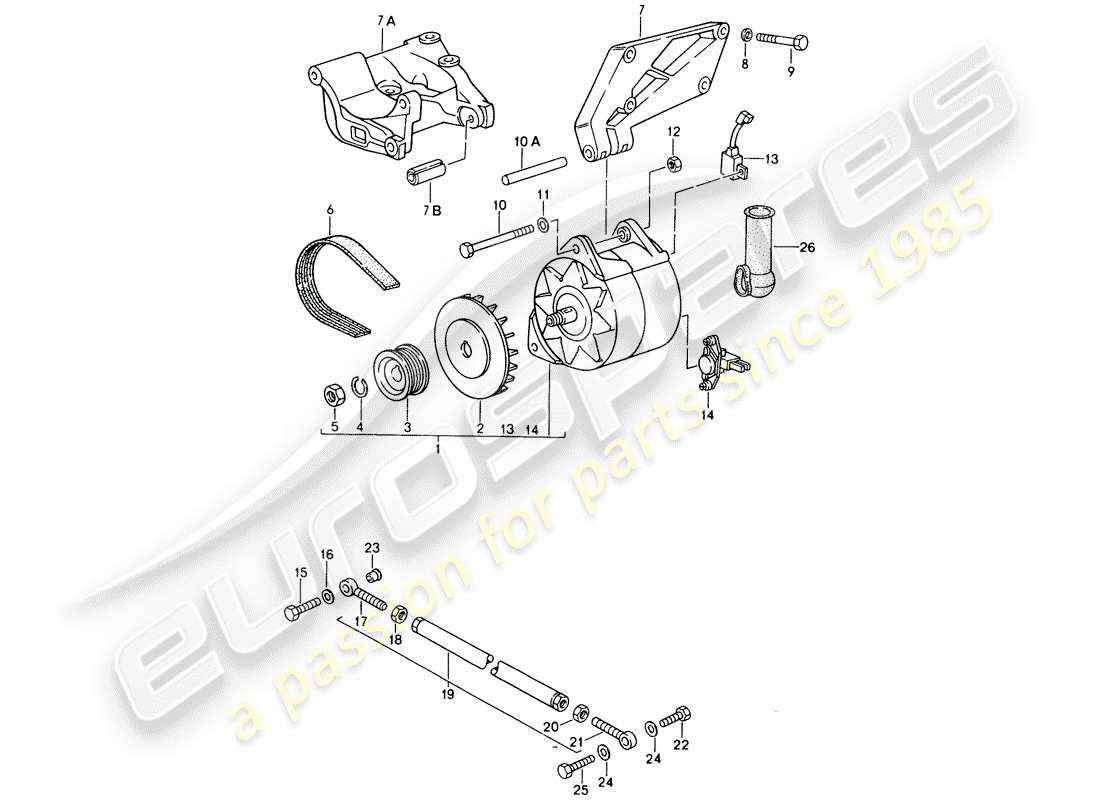 porsche 1993 (968) alternator - with: - fasteners parts diagram