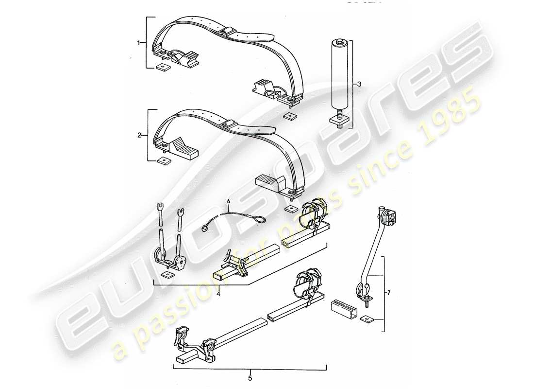 porsche 1995 (968) roof transport system parts diagram