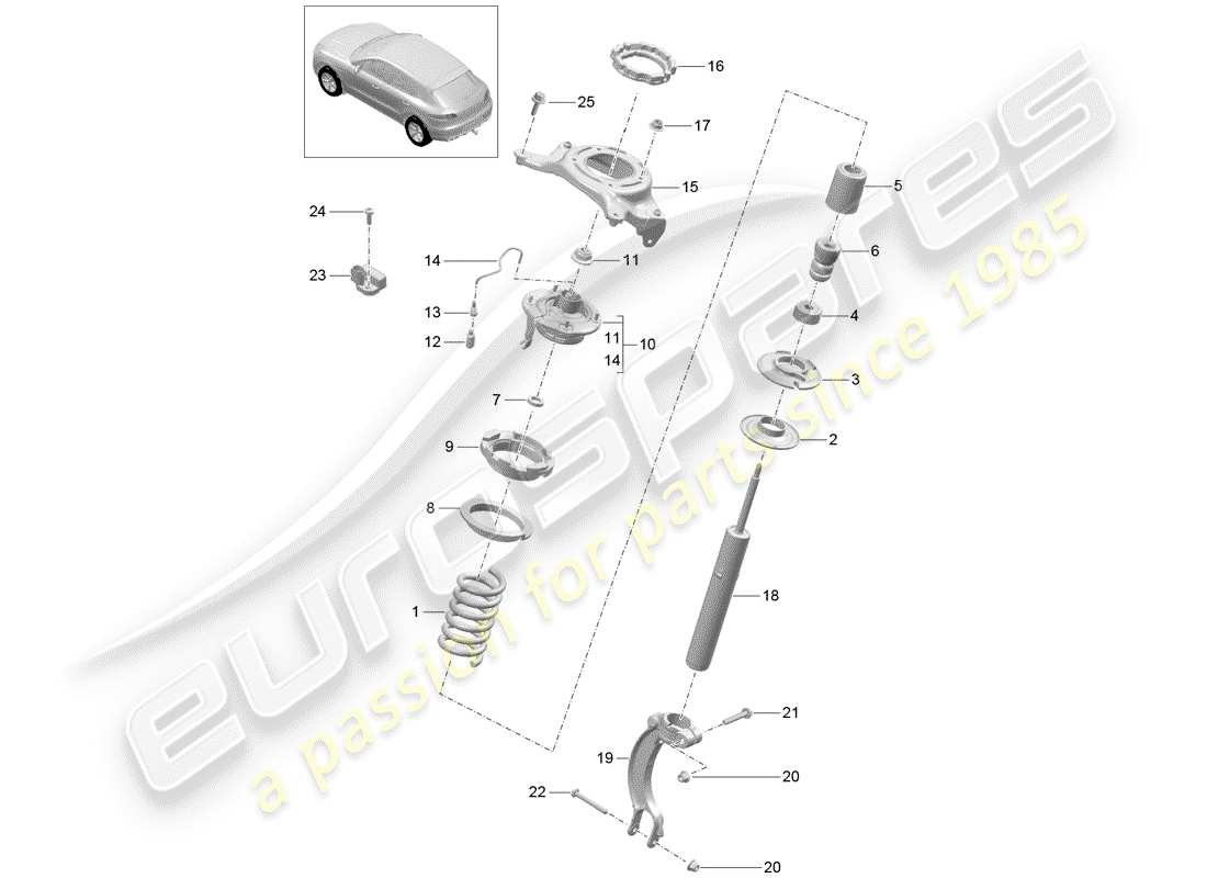 porsche macan (2018) steel spring suspension part diagram