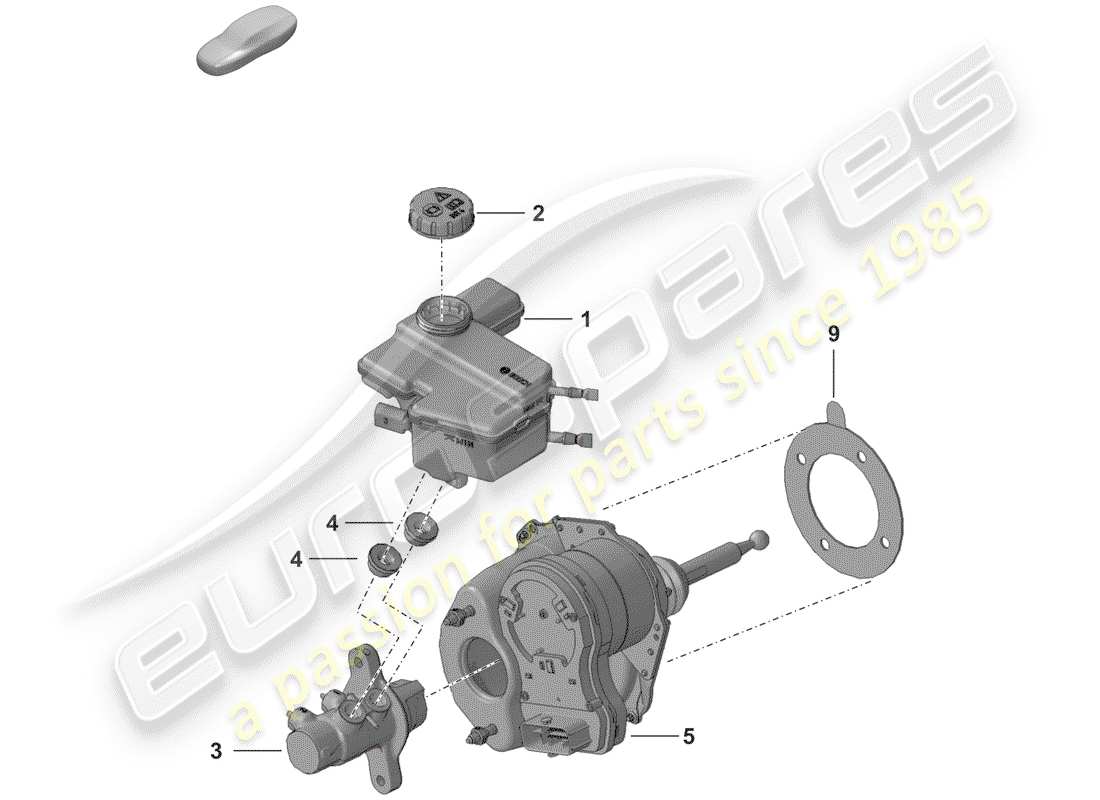 porsche 2020 (992-1) brake master cylinder parts diagram