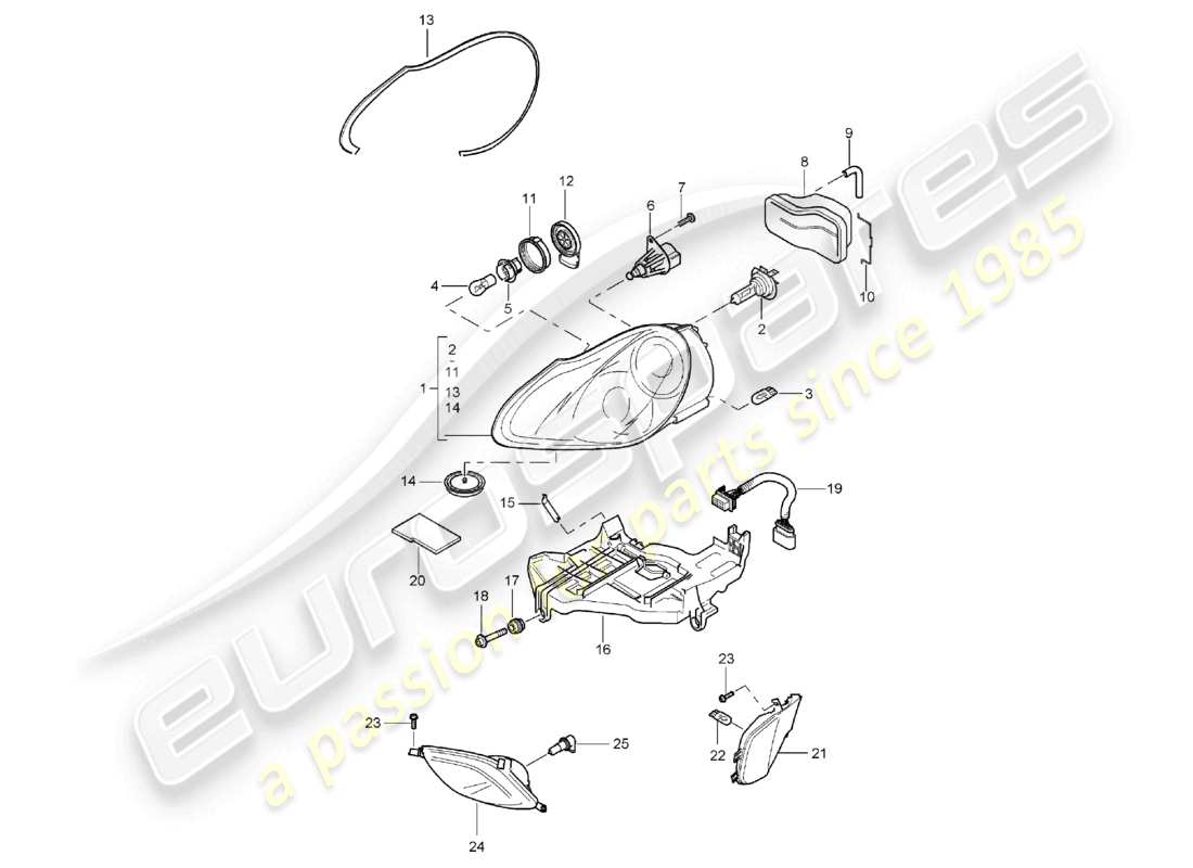 porsche 2003 (cayenne e1 9pa) headlights turn signal repeater fog lights part diagram
