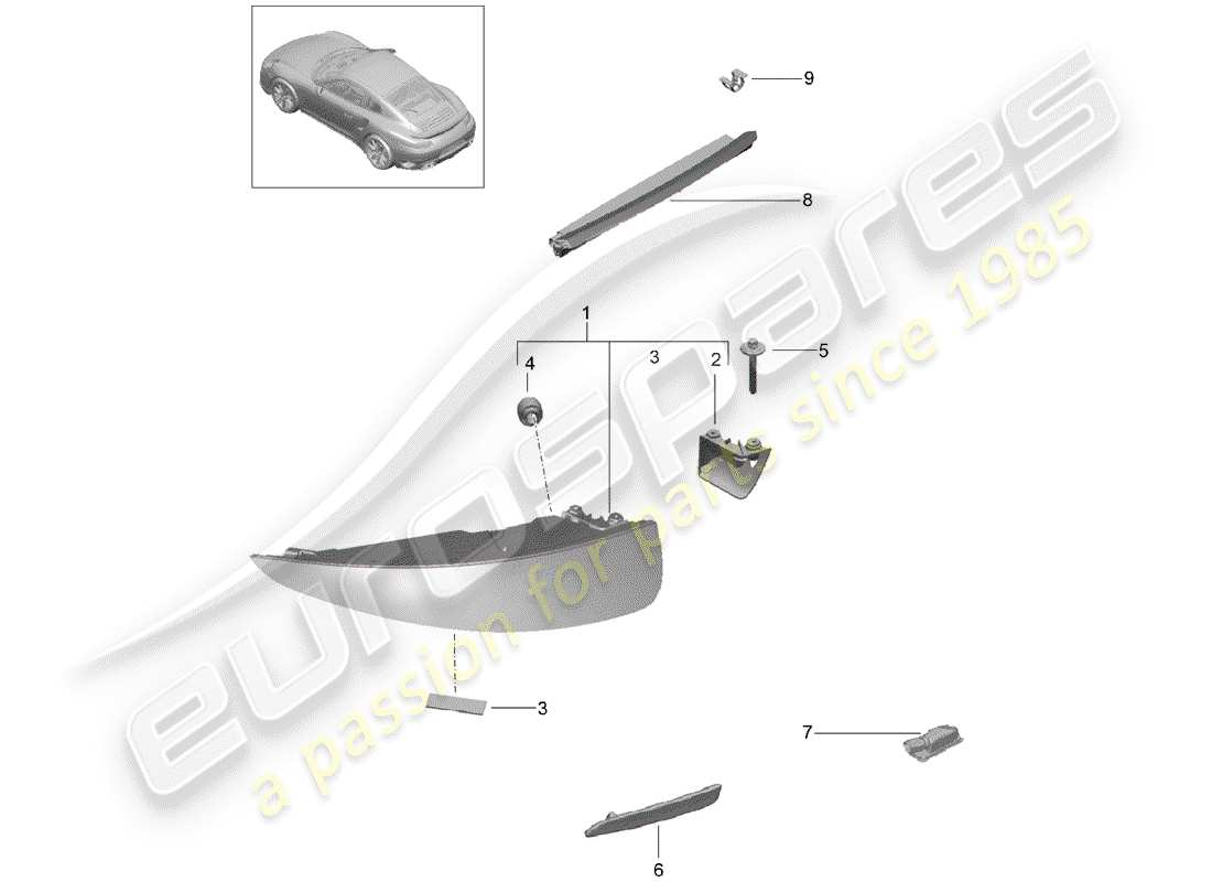 porsche 2020 (991-2 turbo) rear light part diagram