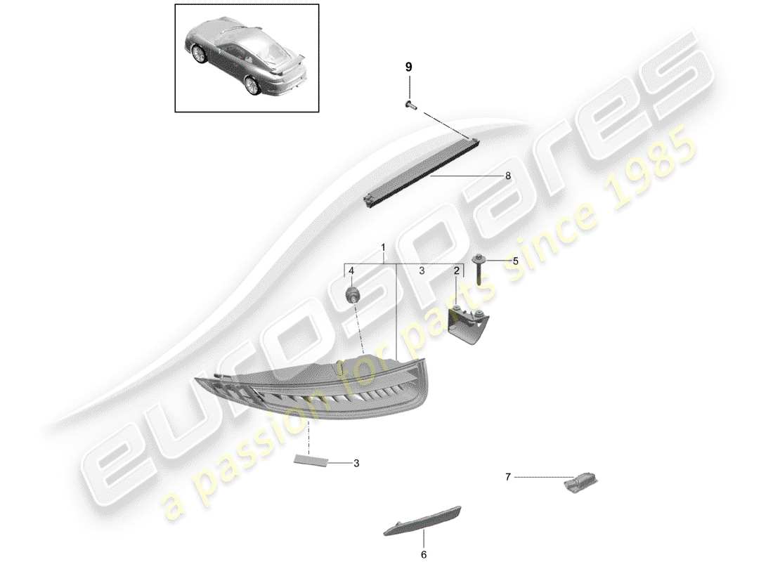 porsche 2018 (991-2 r/gt3/rs) rear light part diagram