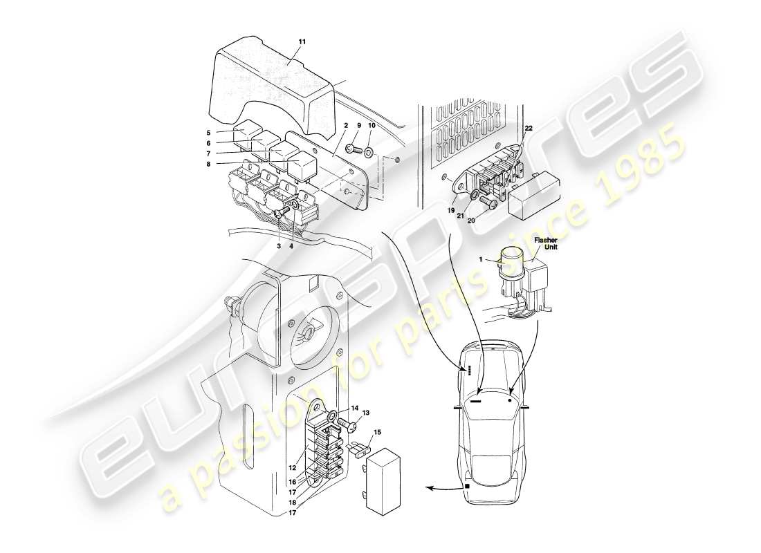 aston martin v8 coupe (1999) relays, to vin v79091 part diagram