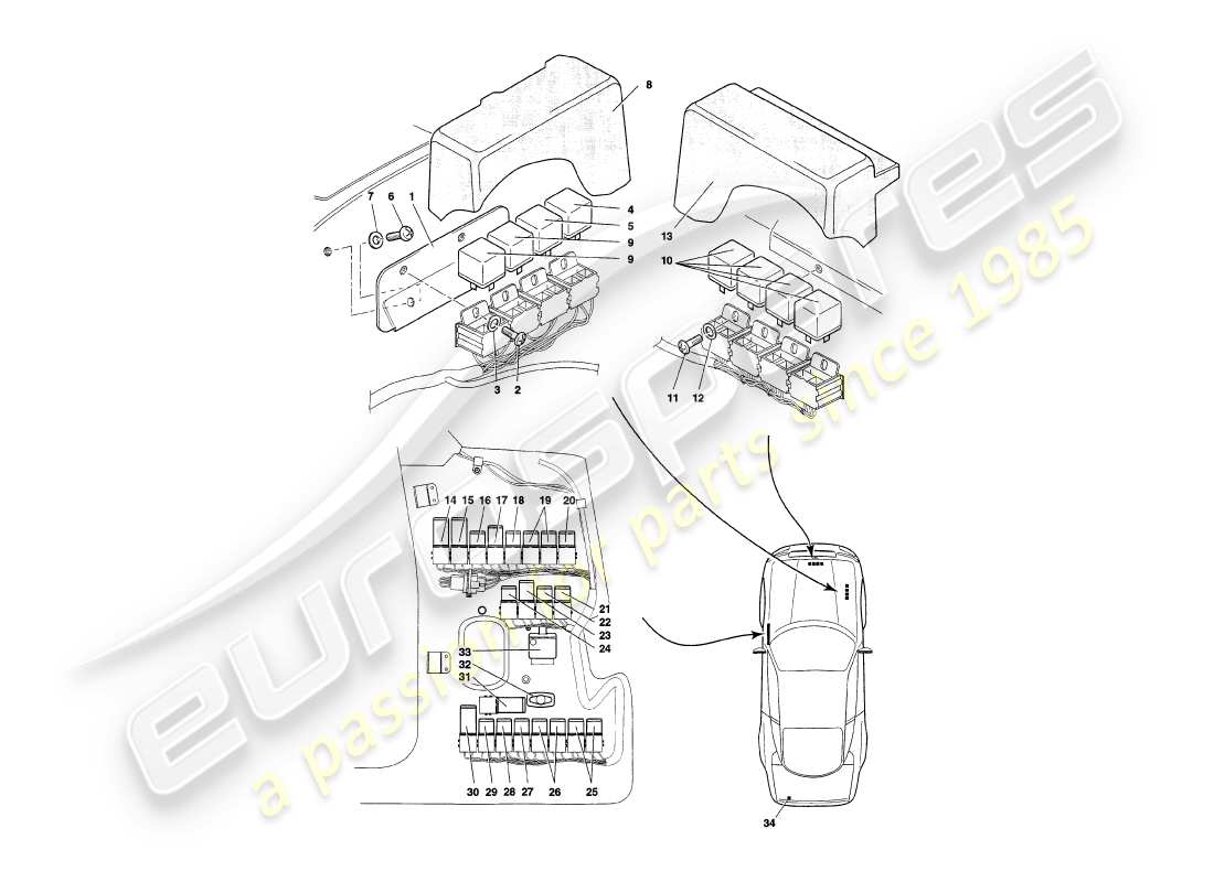 aston martin v8 coupe (1999) relays, to vin v79091 part diagram
