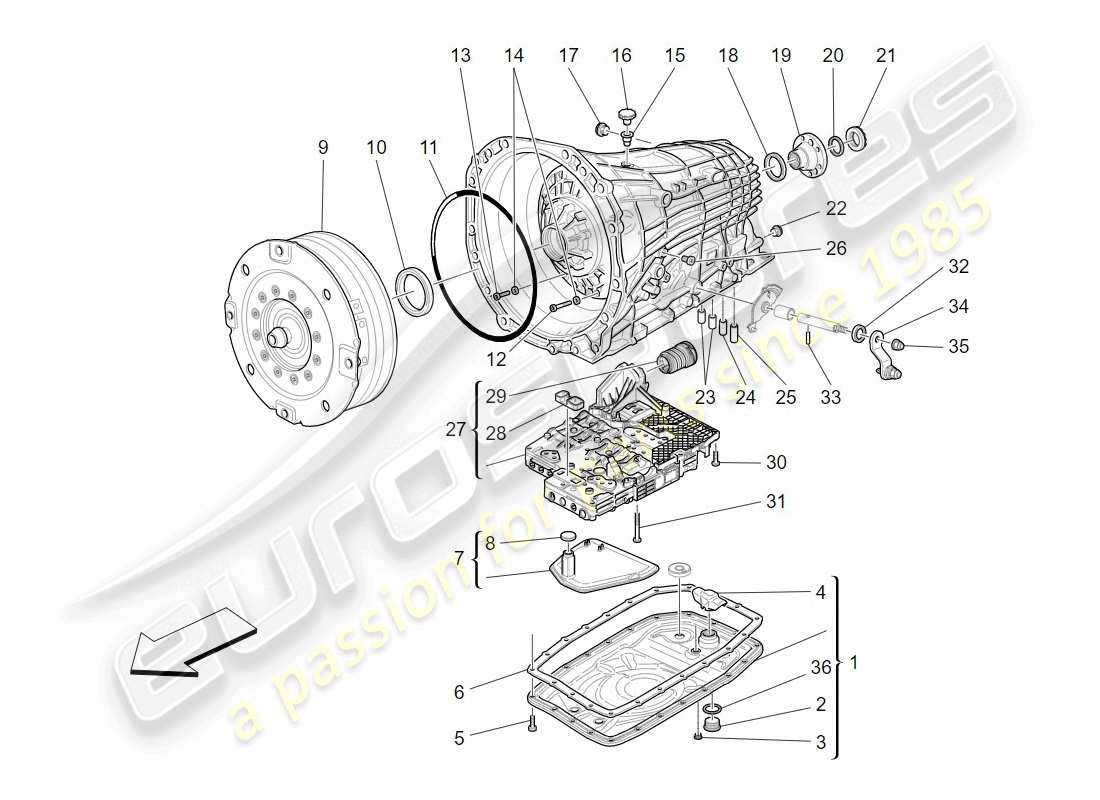 maserati granturismo (2009) gearbox housings part diagram