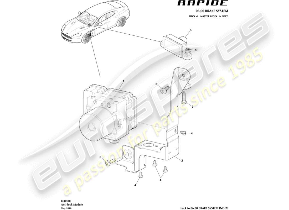 aston martin rapide (2012) anti-lock module part diagram