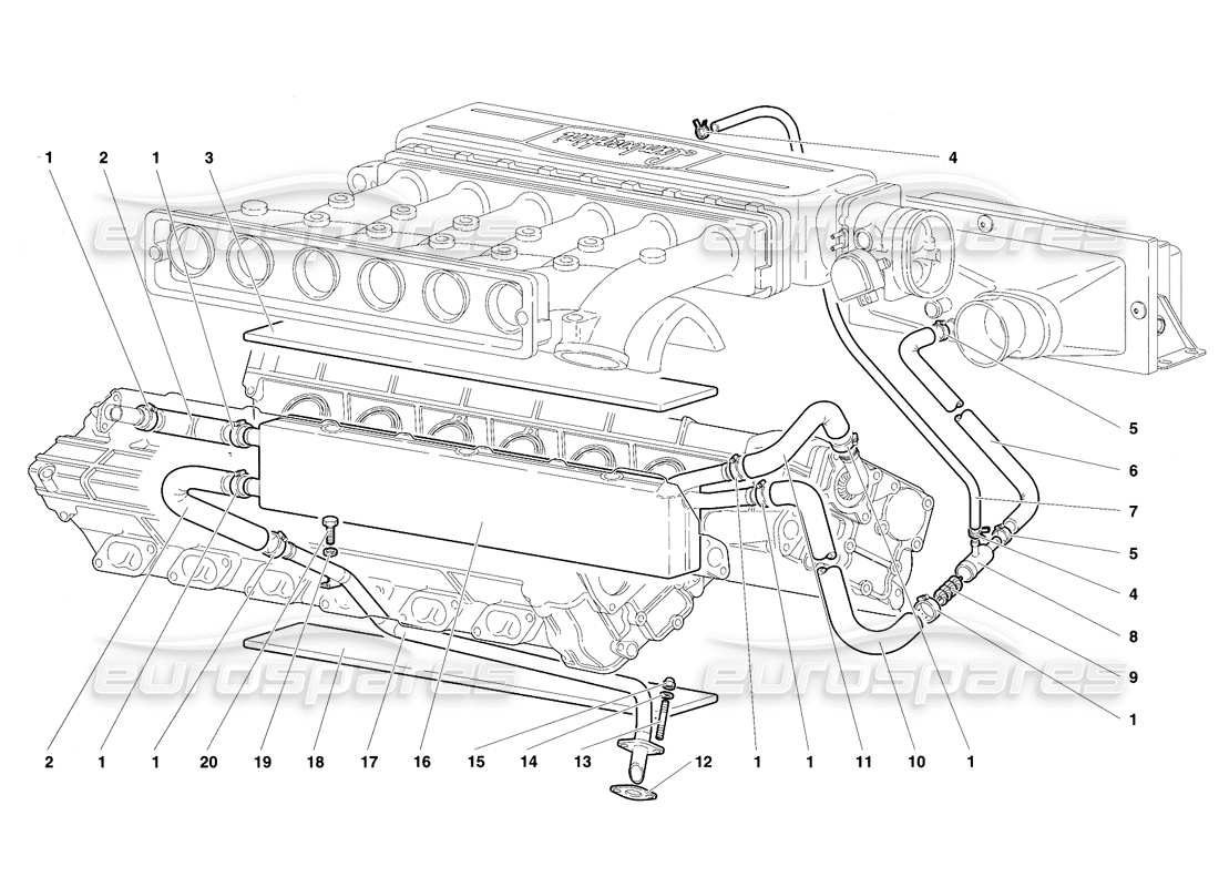 lamborghini diablo se30 (1995) engine oil breathing system parts diagram