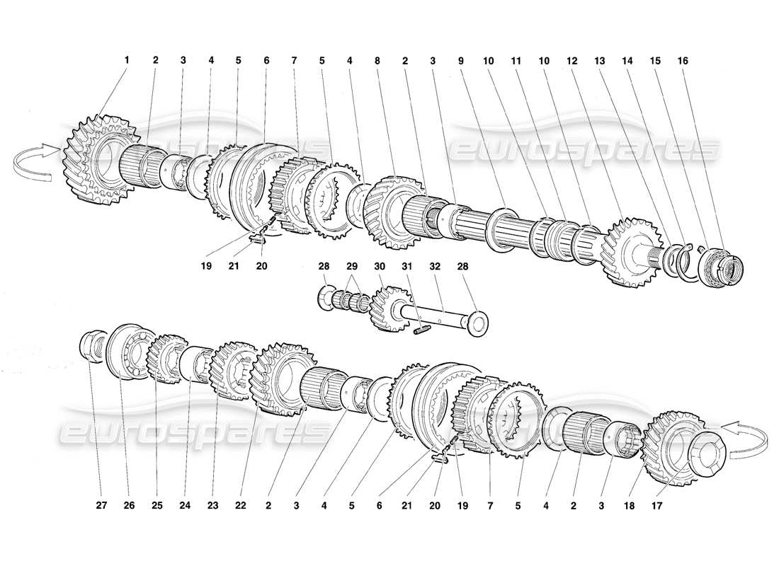 lamborghini diablo se30 (1995) driven shaft parts diagram